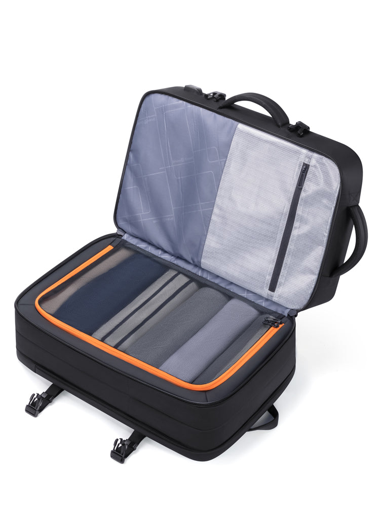Square travel backpack for men