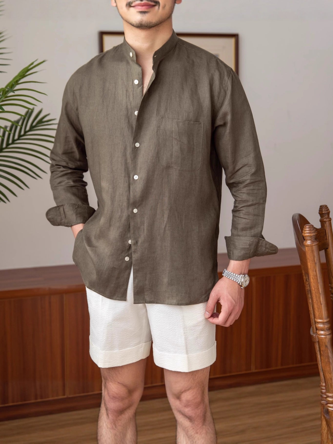 Men's stand-up collar shirt