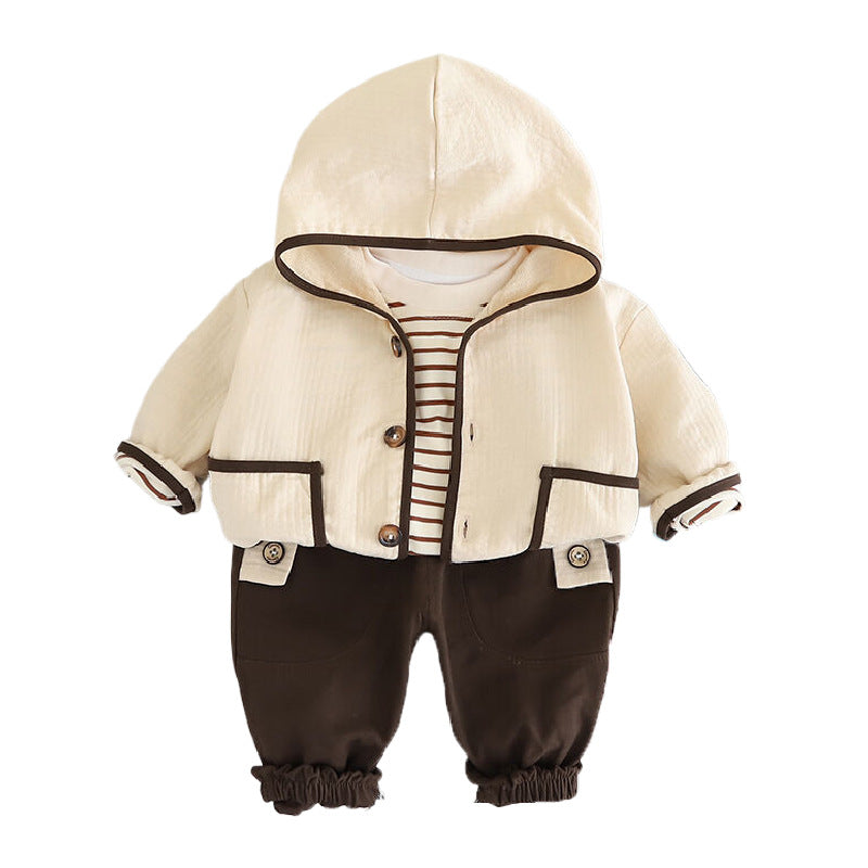 Boys Hooded Three-Piece Cotton Outfit