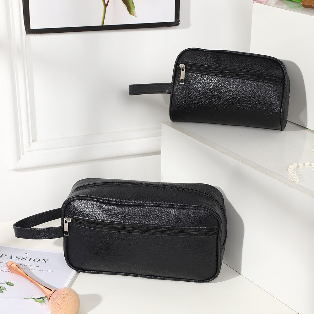 Litchi Pattern PVC Waterproof Toiletry Bag for Men