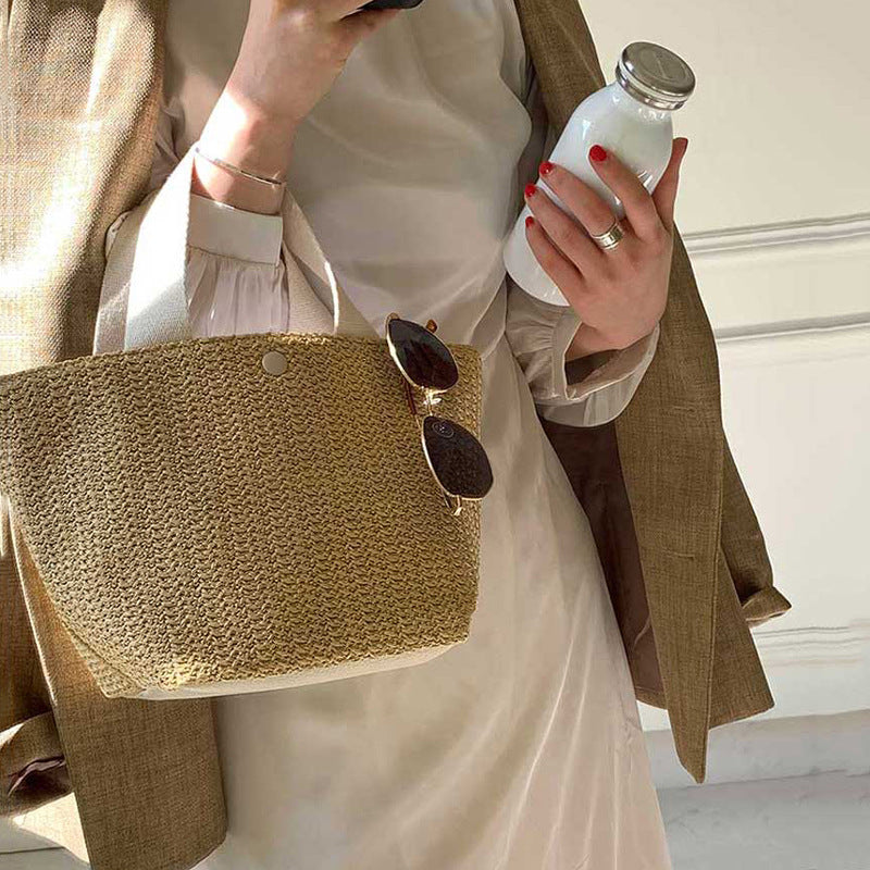 Beach Women Bohemian Summer Woven Rattan Shoulder Handbag Bags For Women