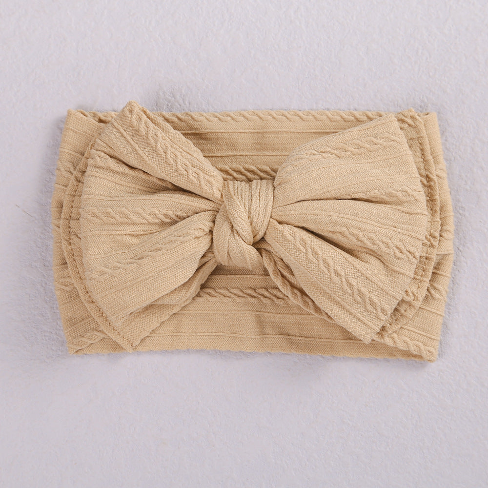 Children's Hair Accessories Jacquard Nylon Hair Band Double-layer Bow