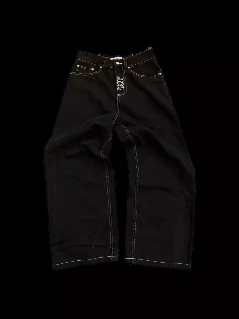 Wide-Leg Denim Pants for Men Hip-Hop Style