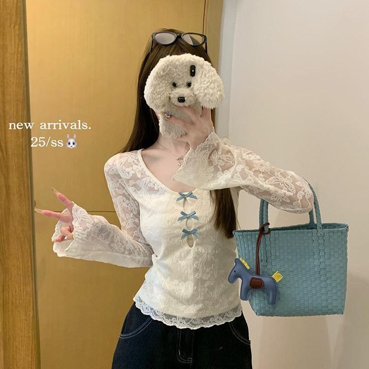 Lace Bow Hollow Out T-shirt