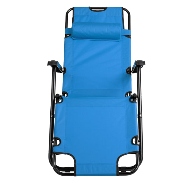 [Same Model Code: 75407956]Folding Chaise Lounge Chair For Outdoor, 2-in-1 Portable Tanning Chair With Pillow, Adjustable Recliner Chair For Beach Camping Pool, Blue
