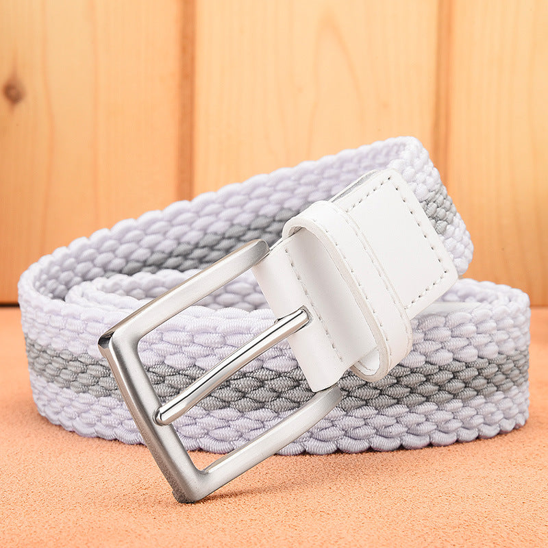 Elastic Pin Buckle Woven Belt for Men