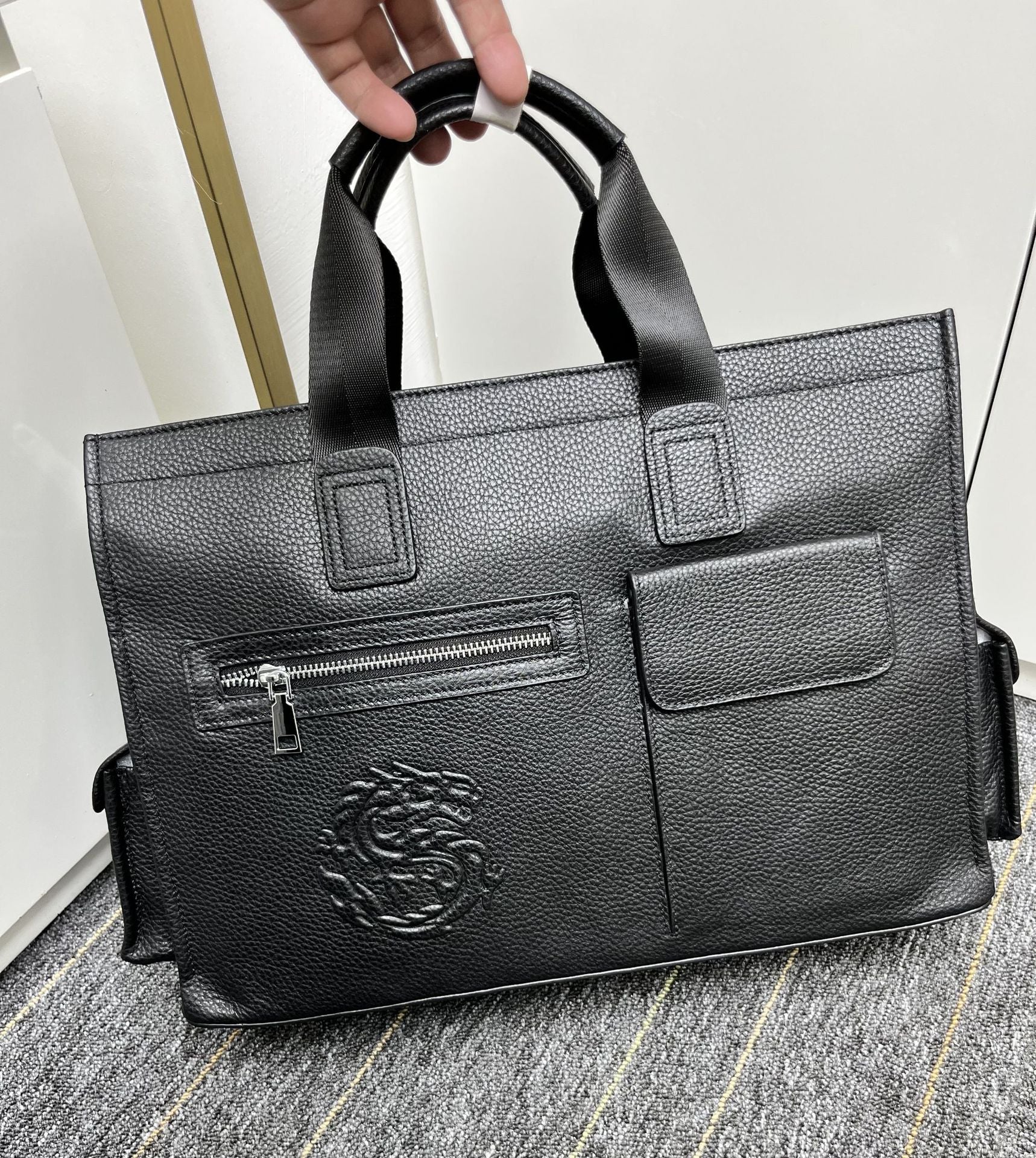 Genuine Leather Business Briefcase for Men