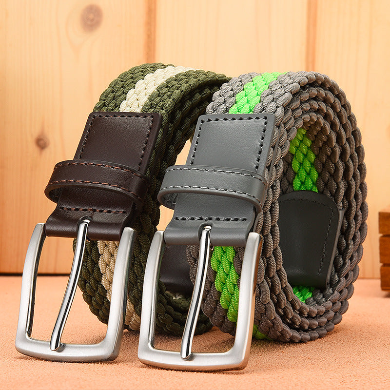 Elastic Pin Buckle Woven Belt for Men