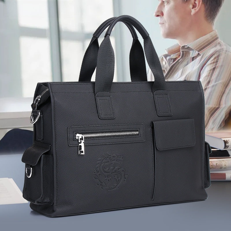 Genuine Leather Business Briefcase for Men
