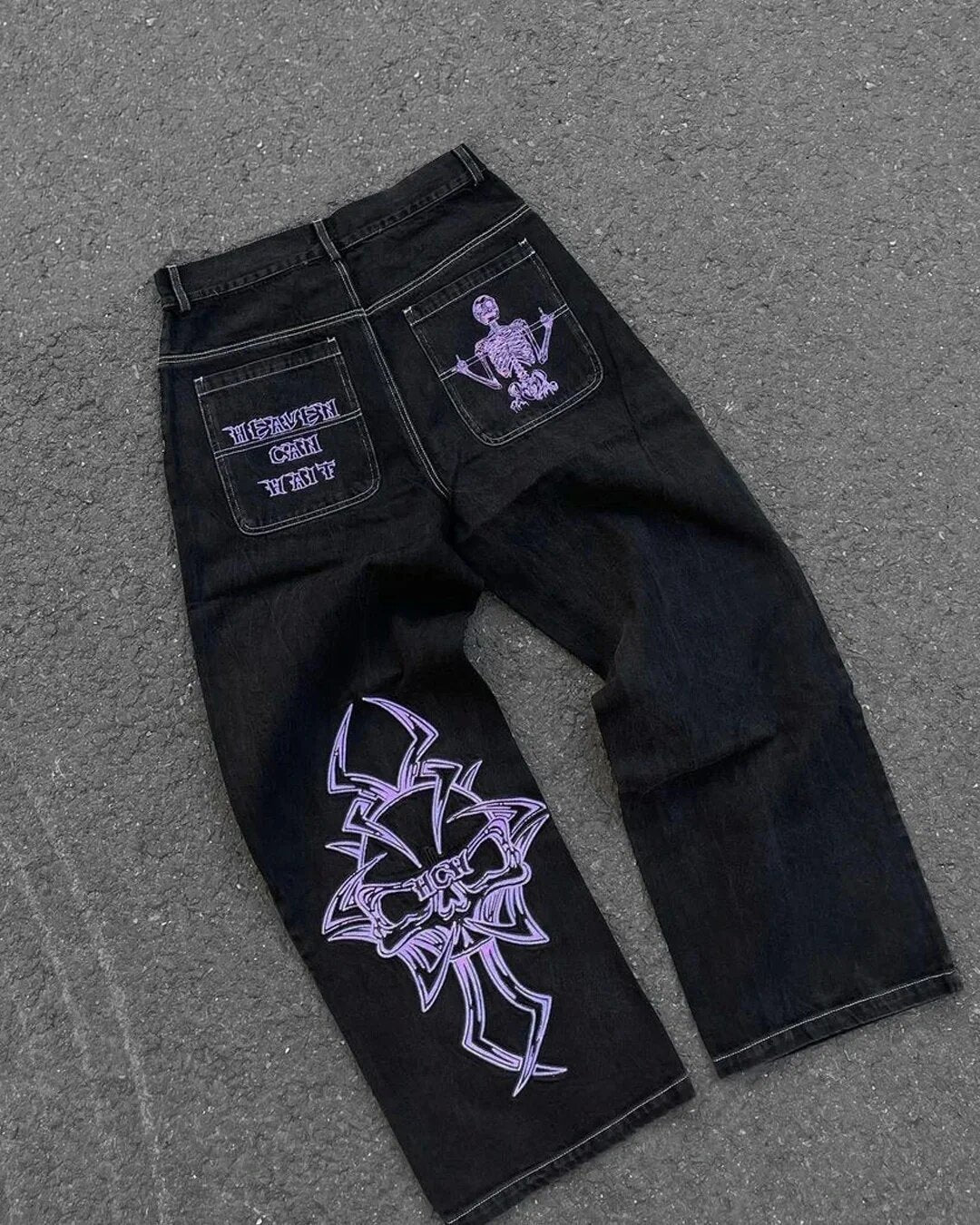 Men's Embroidered Straight Leg Jeans