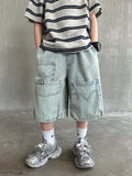 Boys Denim Work Shorts with Elastic Waist