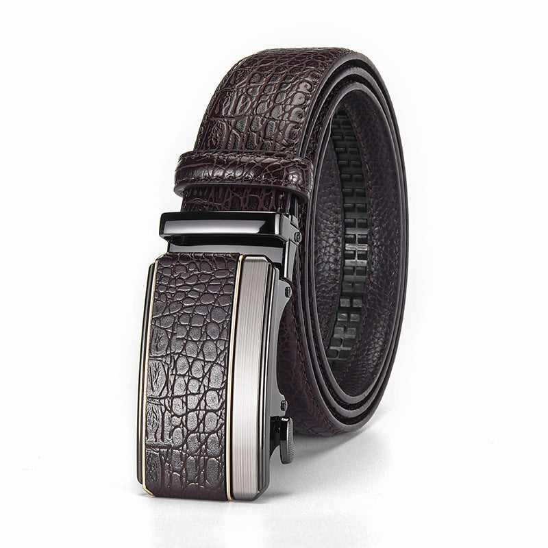 Crocodile Pattern Automatic Buckle Mens Belt
