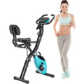 Folding Exercise Bike, Fitness Upright And Recumbent X-Bike With 16-Level Adjustable Resistance, Arm Bands And Backrest