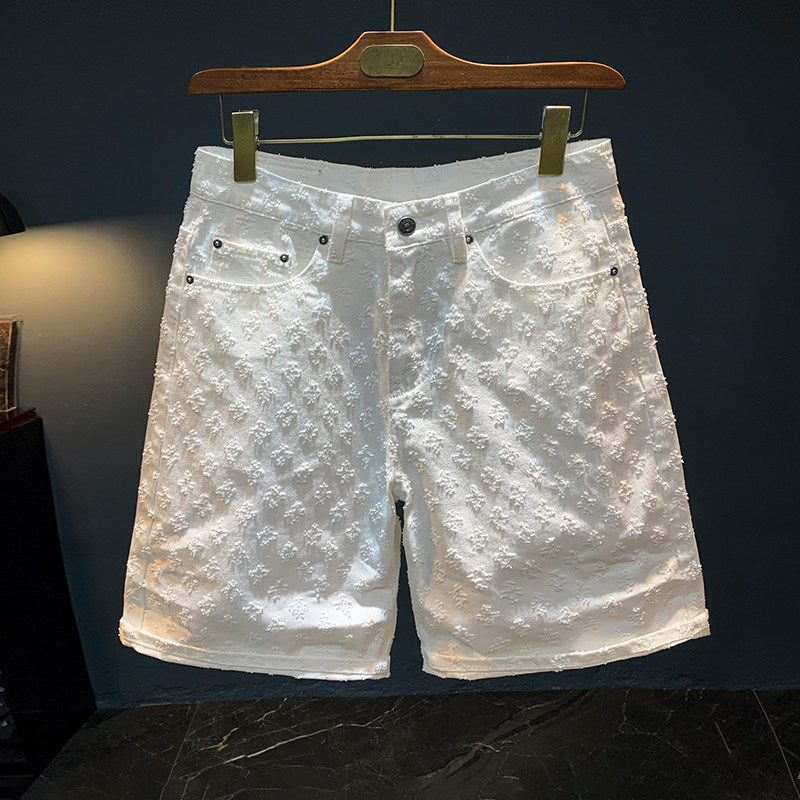 Loose Fit Washed Denim Shorts for Men