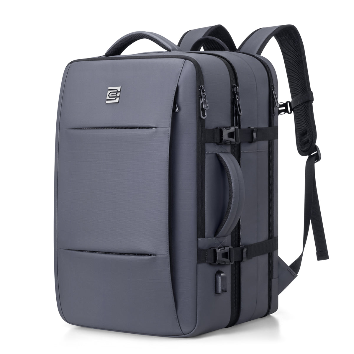 Square travel backpack for men