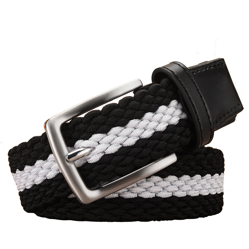 Elastic Pin Buckle Woven Belt for Men
