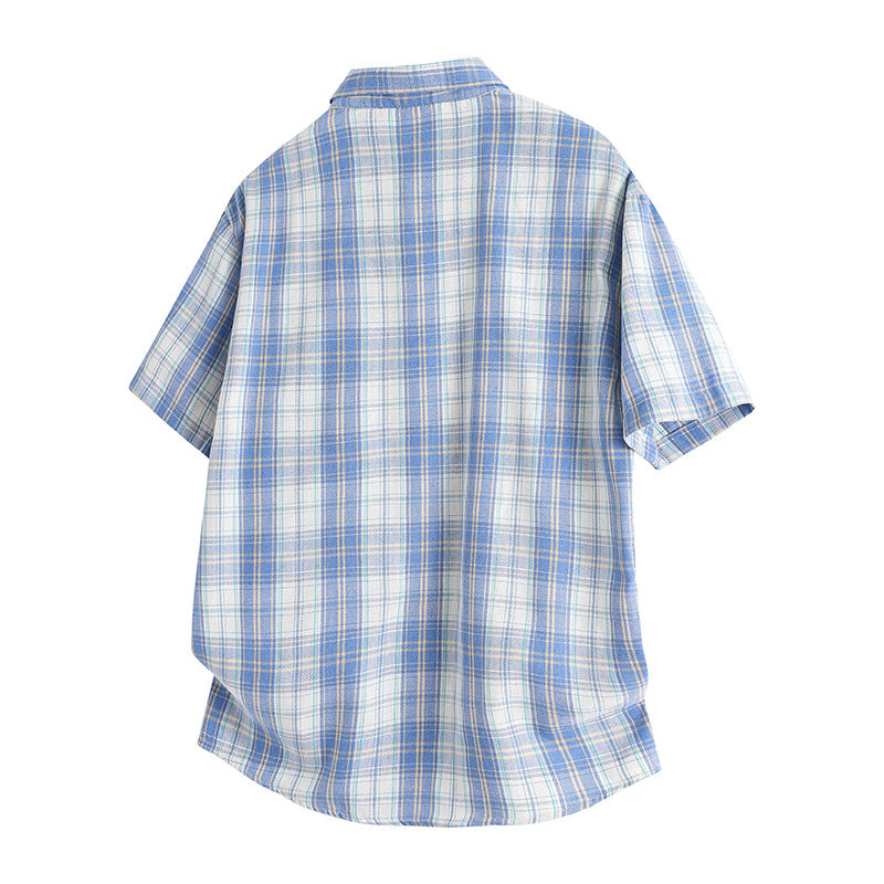 Korean Style Lapel Plaid Shirt
