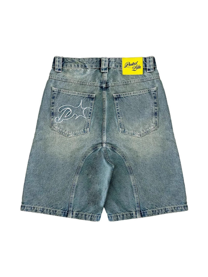 Men's Denim Five-Quarter Straight Pants