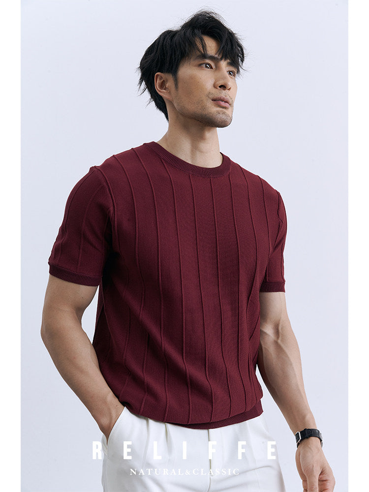 Mens Casual Short Sleeve Knit T-Shirt