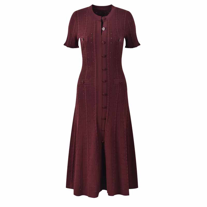 French Elegant Crewneck Knitted Dress