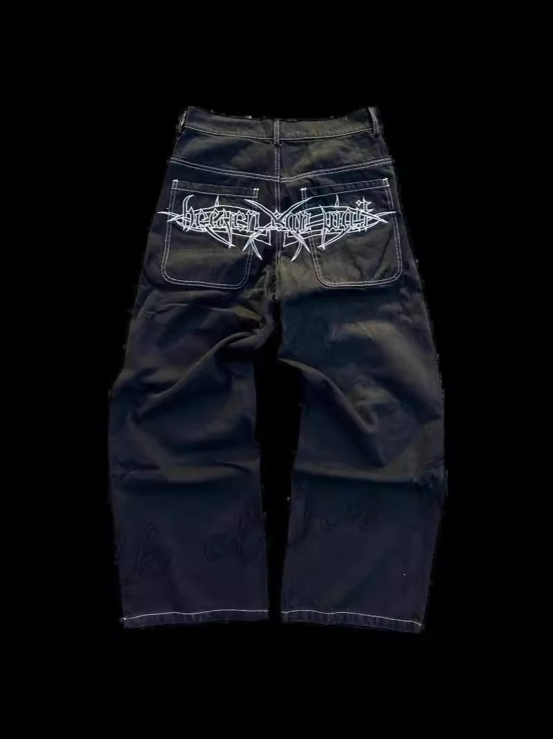 Wide-Leg Denim Pants for Men Hip-Hop Style
