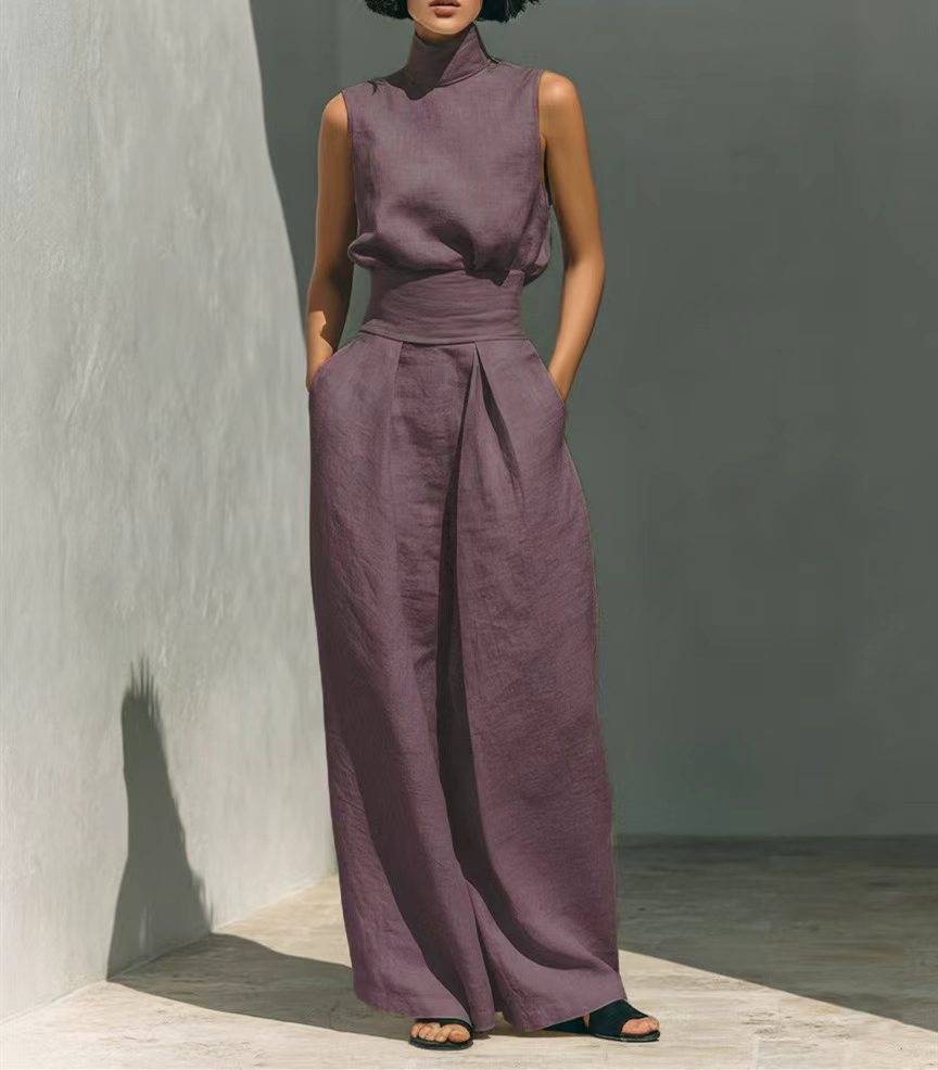 Women's Sleeveless Top and Wide-Leg Pants Set
