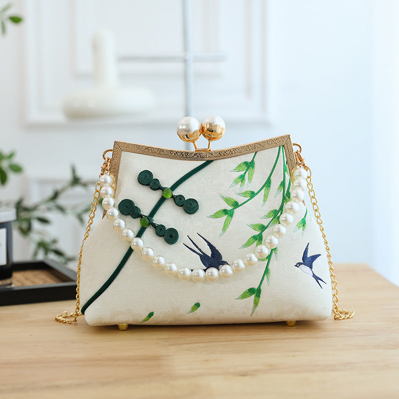 Lucky Luxurious Bamboo Embroidery Handbags Women