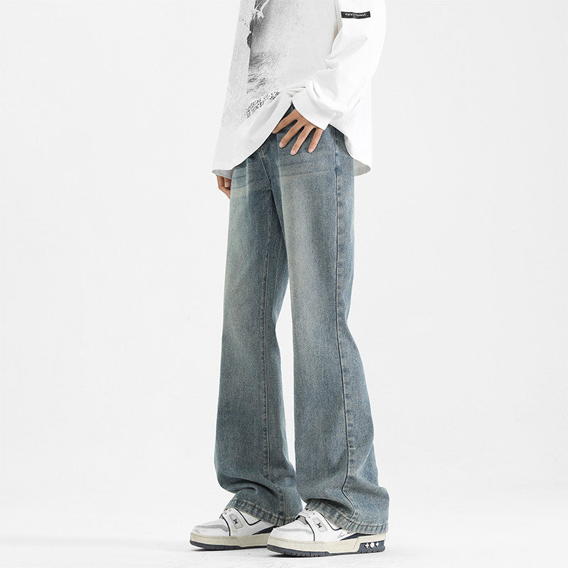 Mens Flared Denim Jeans Retro Casual Bell Bottoms