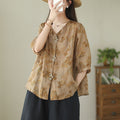 Women's Fashionable Simple Ramie Printed Shirt Top