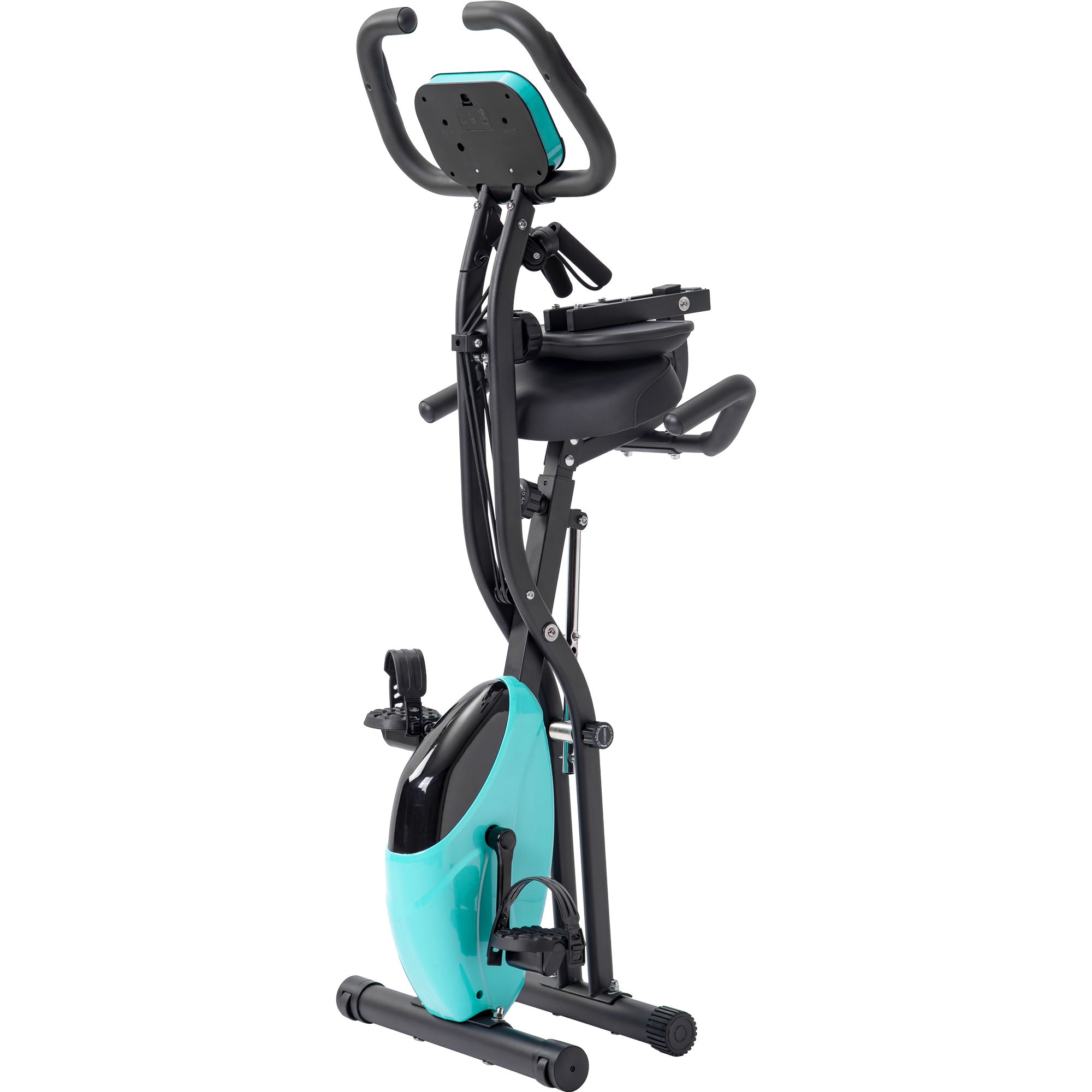 Folding Exercise Bike, Fitness Upright And Recumbent X-Bike With 16-Level Adjustable Resistance, Arm Bands And Backrest