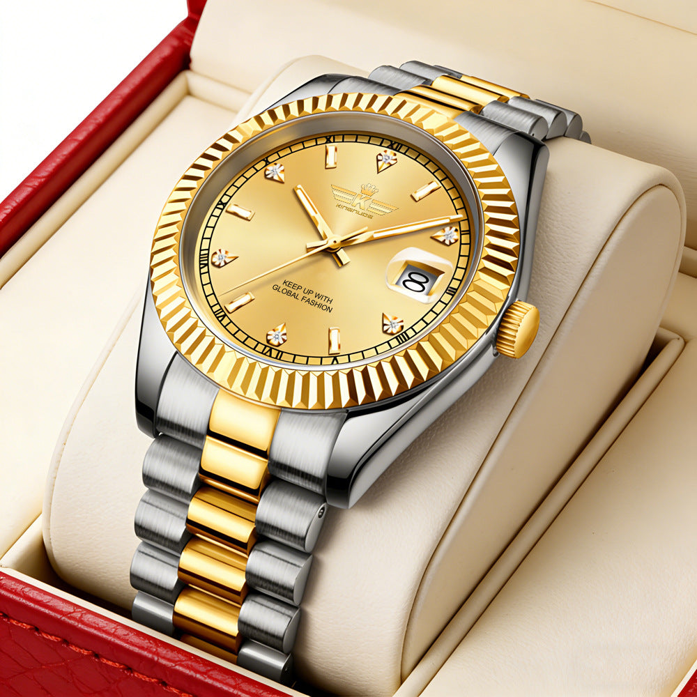 Elegant Mens Steel Band Roman Numeral Watch