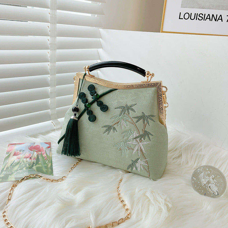 Lucky Luxurious Bamboo Embroidery Handbags Women