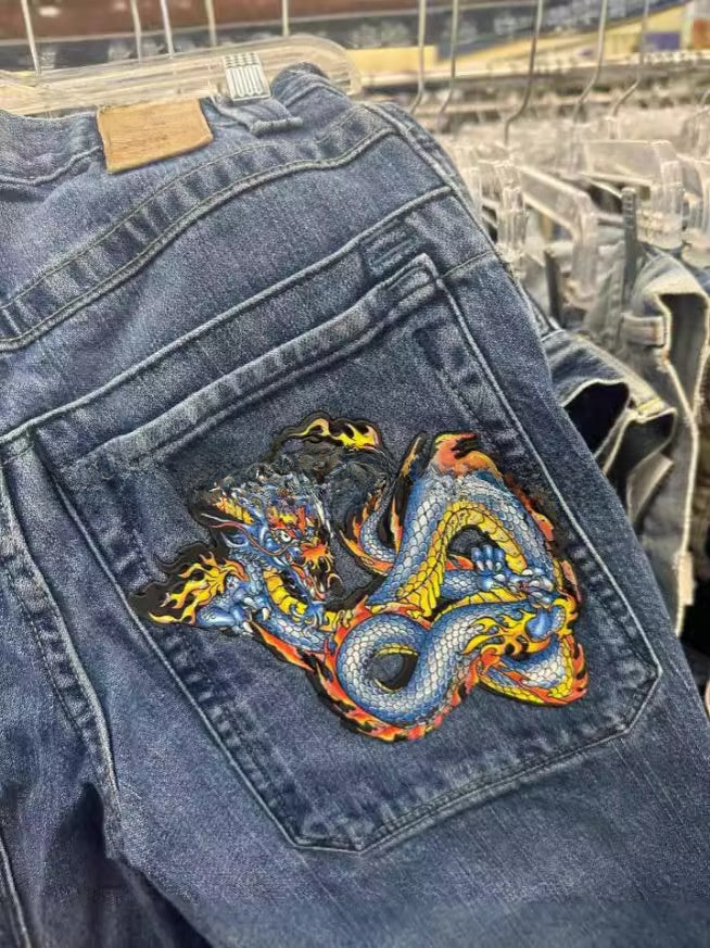 Men's Loose Straight Denim Shorts Casual Wide Leg