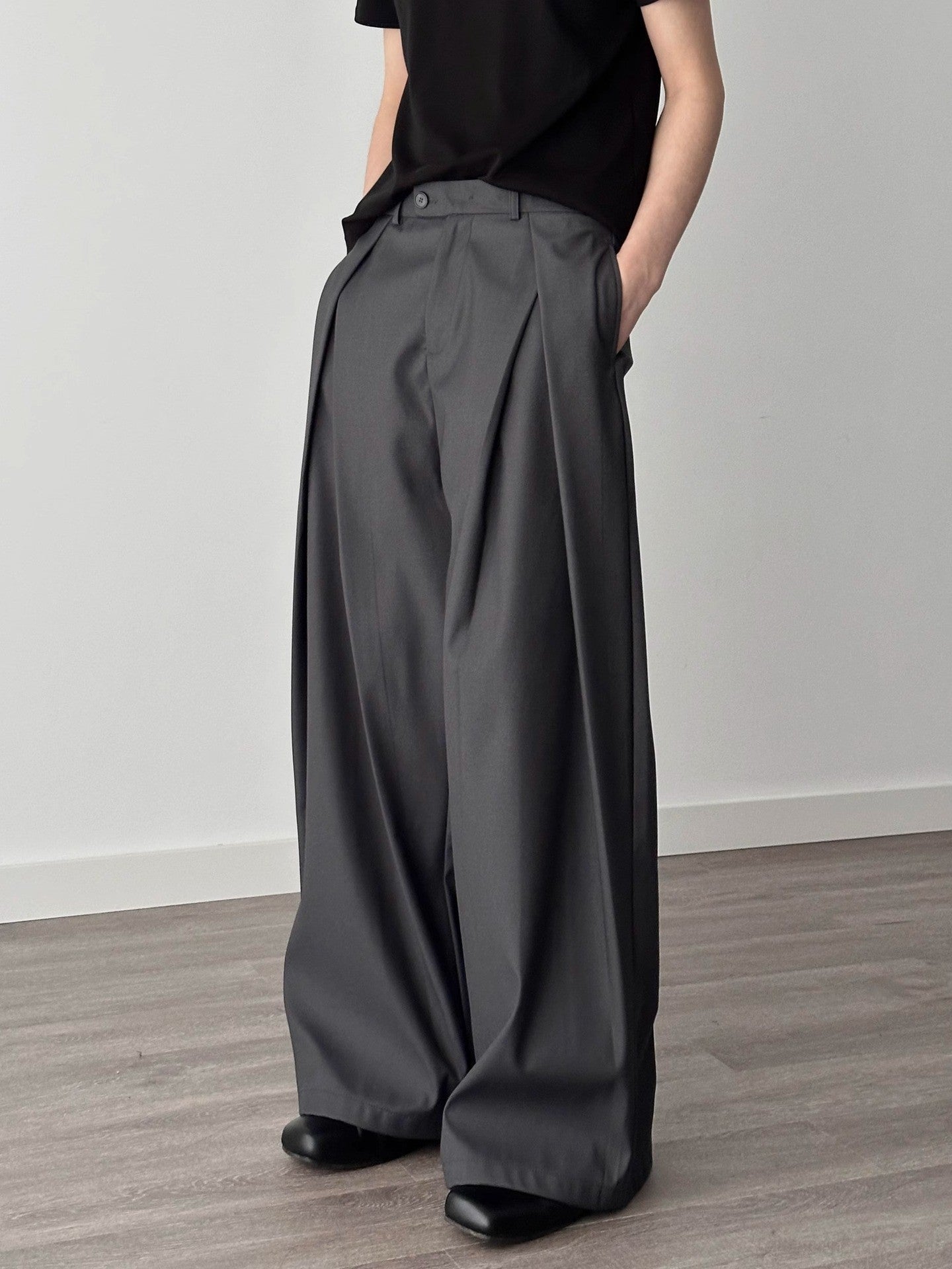 Men's Pleated Wide-Leg Casual Trousers