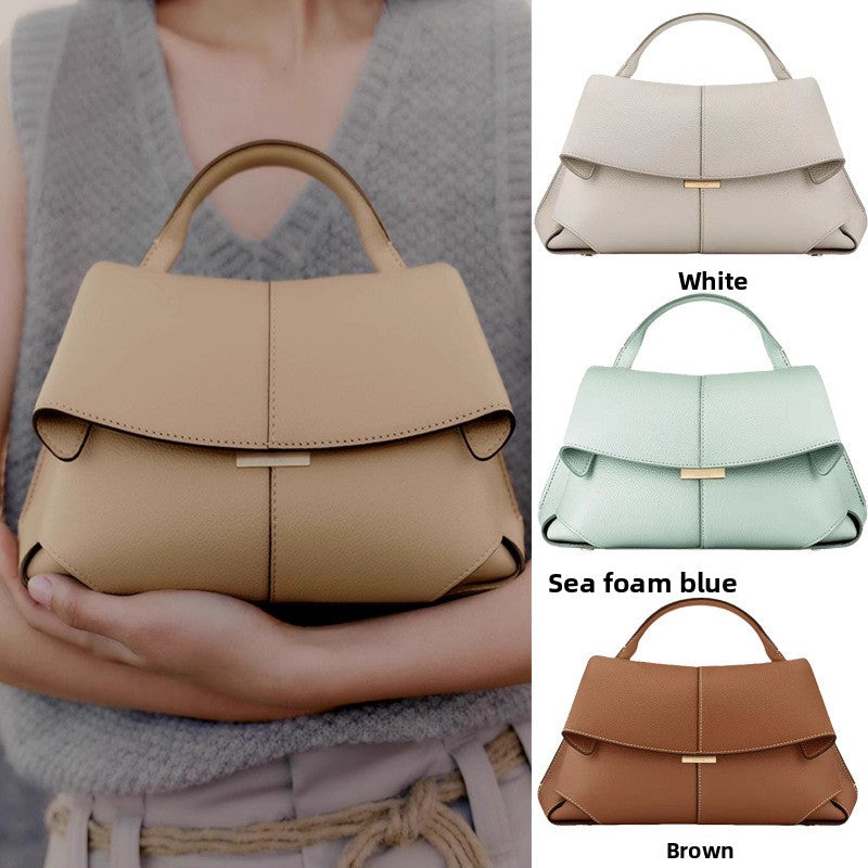 Polene Smile Pleated Genuine Leather Crossbody Bag