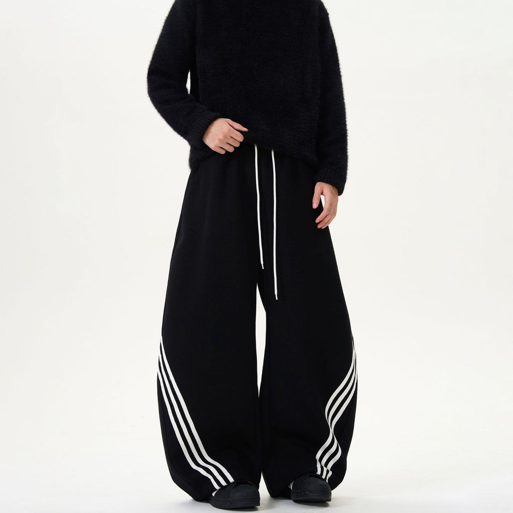 Elastic Waist Striped Wide Leg Sweatpants