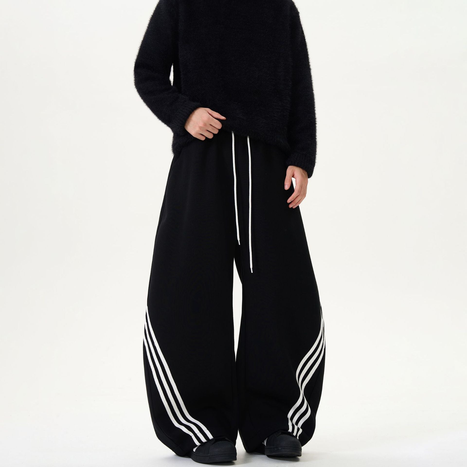 Elastic Waist Striped Wide Leg Sweatpants