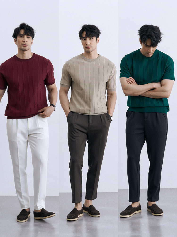 Mens Casual Short Sleeve Knit T-Shirt