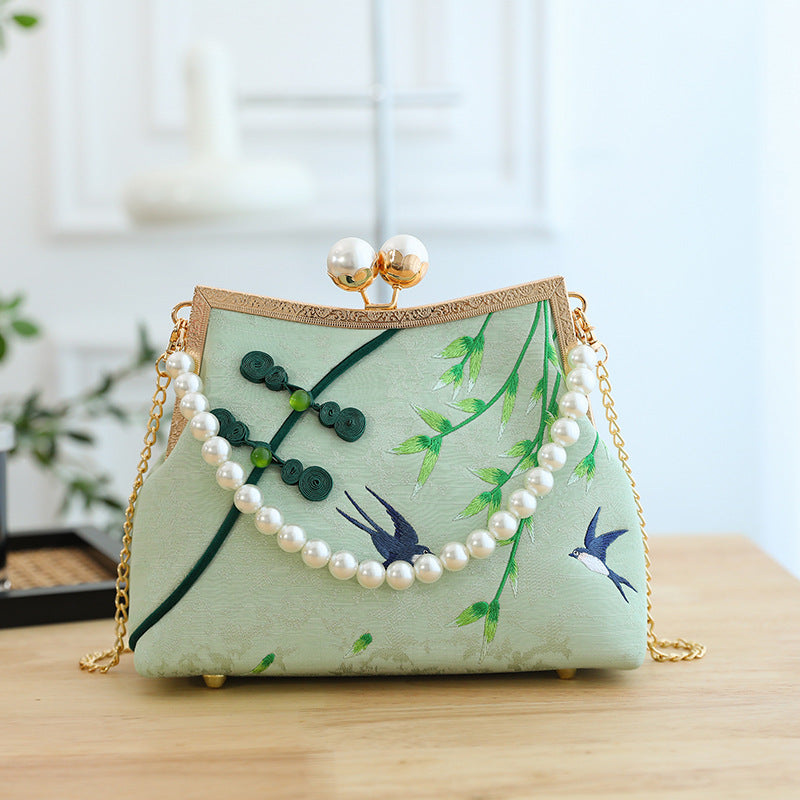 Lucky Luxurious Bamboo Embroidery Handbags Women