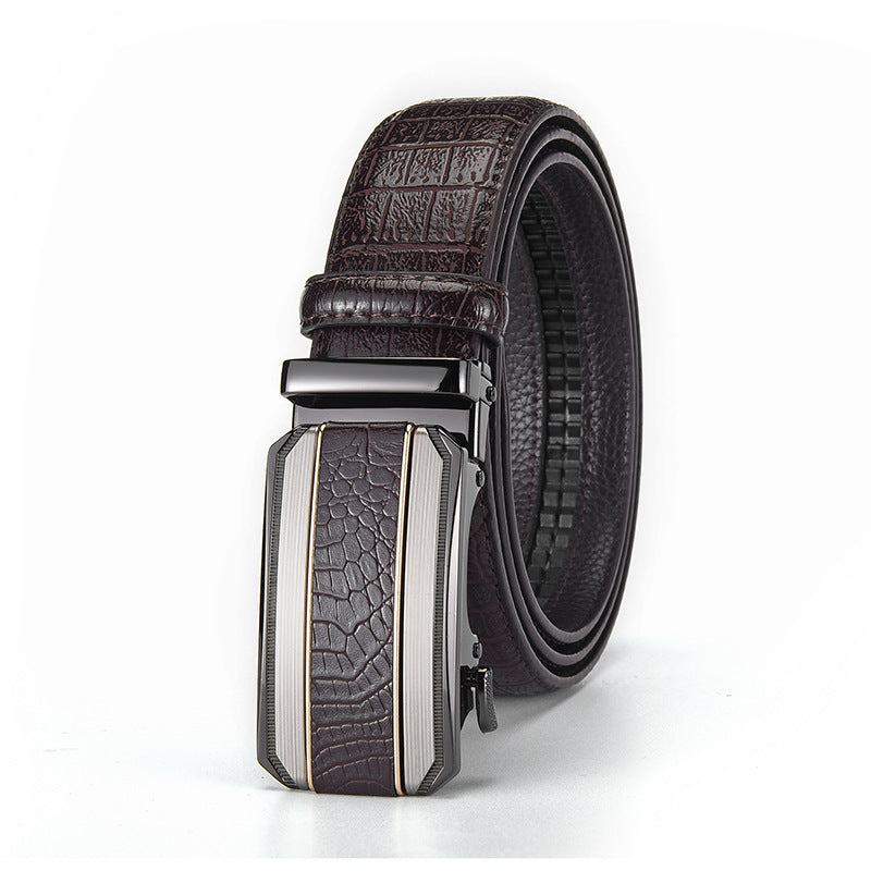 Crocodile Pattern Automatic Buckle Mens Belt