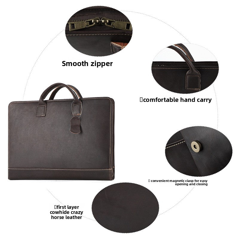 Genuine Leather 15.6 Inch Business Briefcase for Men