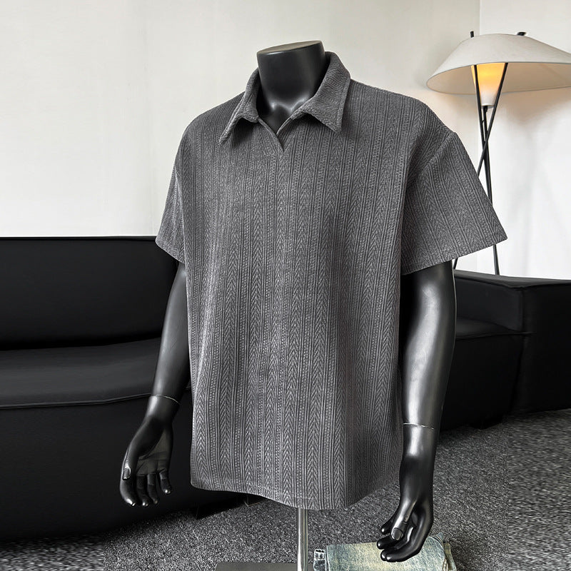 Short-sleeved shirt with wheat ear pattern for men in summer