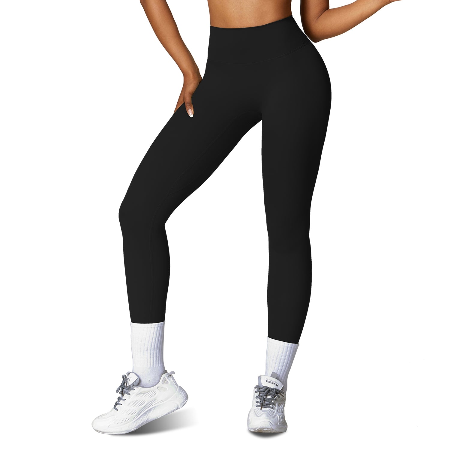 4 Sizes-5 Colors Option -- 1Pc Women's High Waist Workout Leggings Tummy Control Compression Yoga Tight Pants Gym Pants Athletic Running Leggings With 25In Inseam No Front Seam