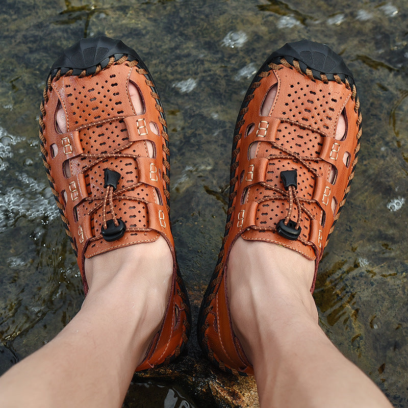 Leather breathable sandals for men