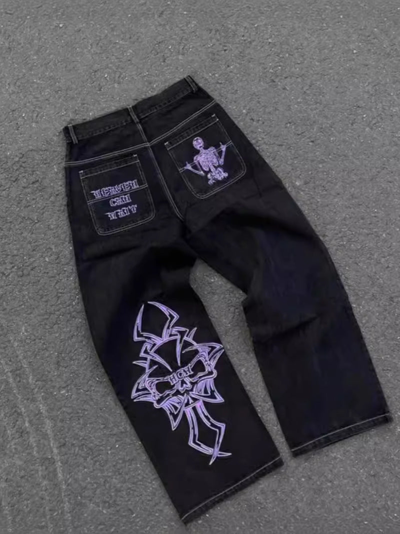 Men's Embroidered Straight Leg Jeans