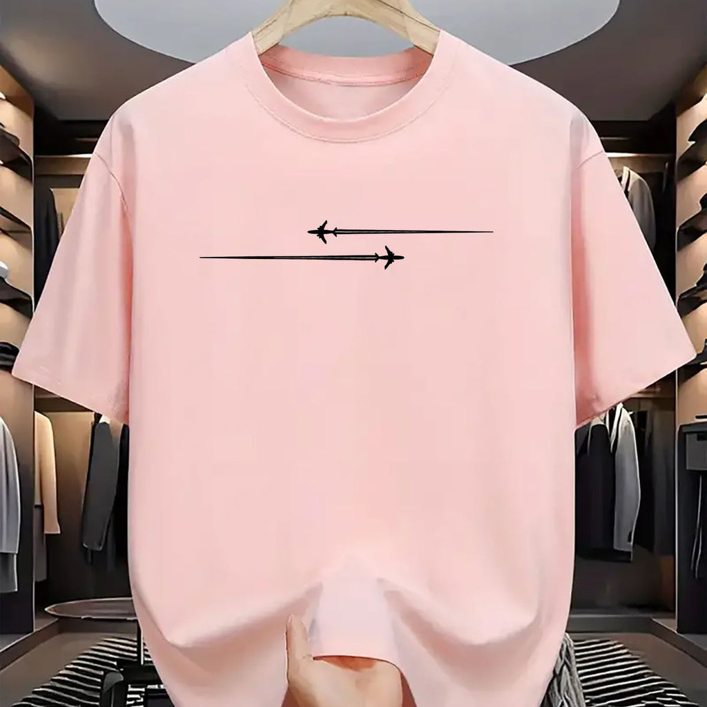 Pattern Printed Comfortable Sports Round Neck T-shirt