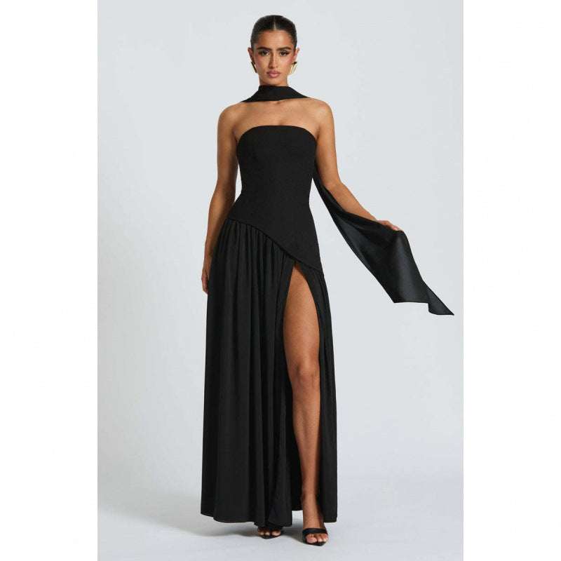Women's Tube Top Slit Long Dress