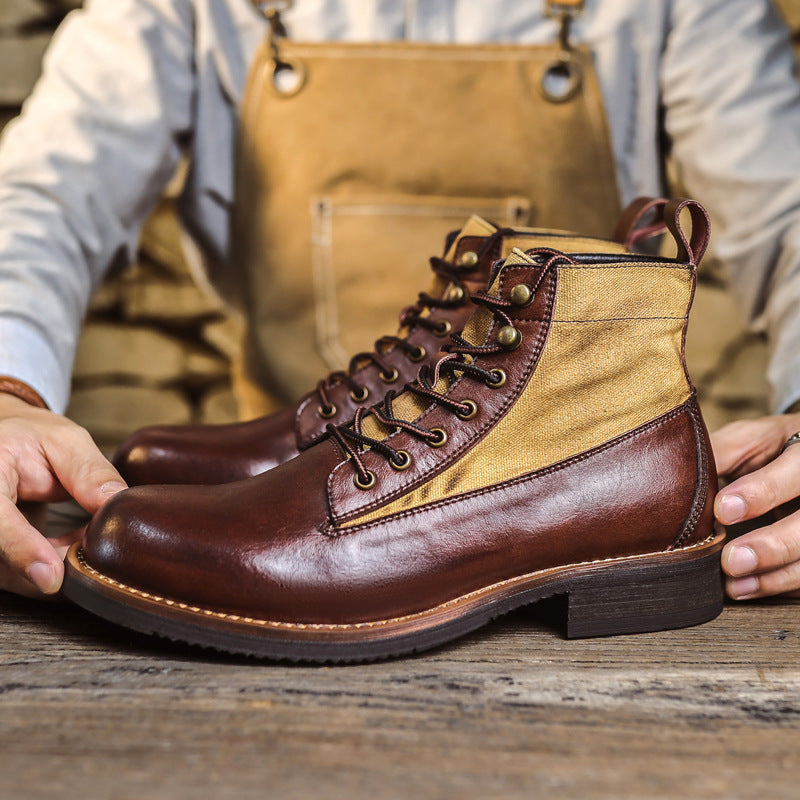 Retro Leather Ankle Boots for Men
