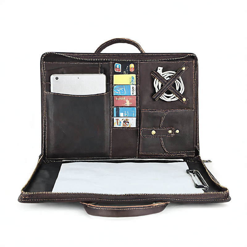 Genuine Leather 15.6 Inch Business Briefcase for Men