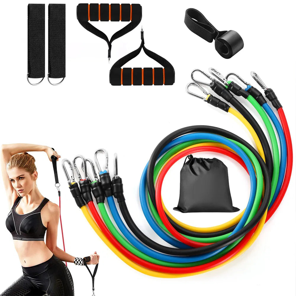 Resistance Bands Set Of 11Pcs Fitness Workout Tubes Exercise Tube Bands Up To 100lbs